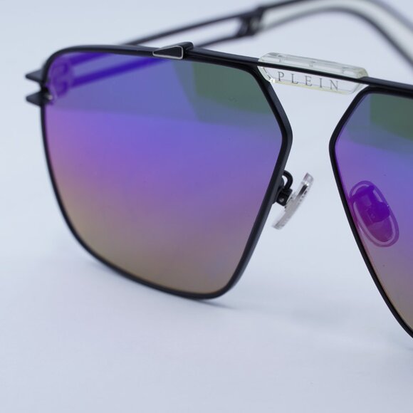 Philipp Plein SPP049M 0541 Sunglasses Semi Matte Black/Palladium Aviator Frame - Picture 9 of 11